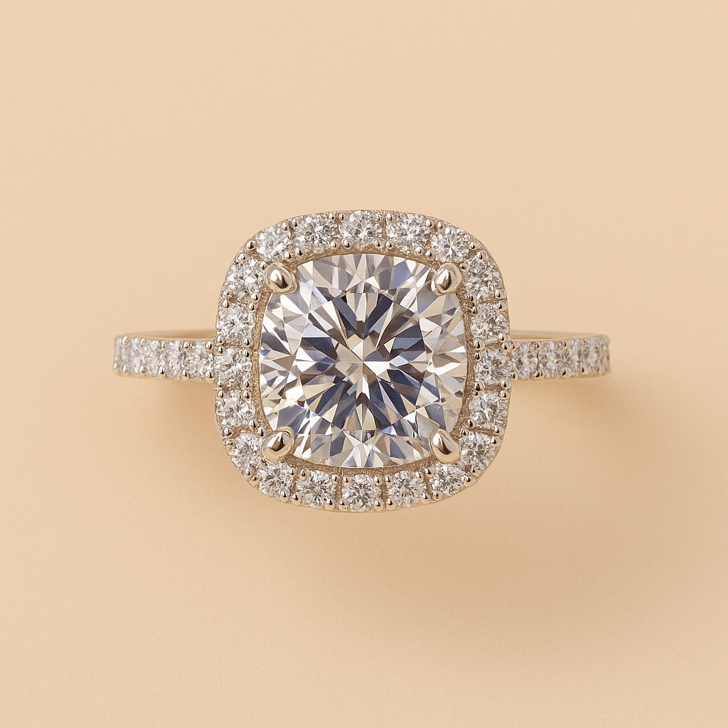 Vierkante Halo Ring met Laboratorium-Zirkonia