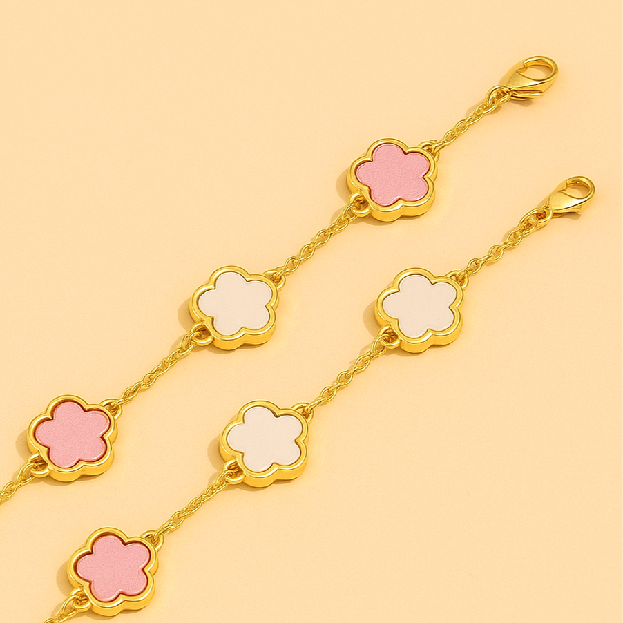 Kleurrijke Bloem Dunne Ketting Armbandenset