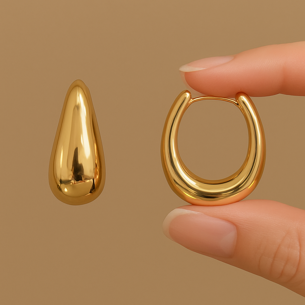 Elegante Retro Geometrische Oorclips – Goudkleurig Afgewerkt