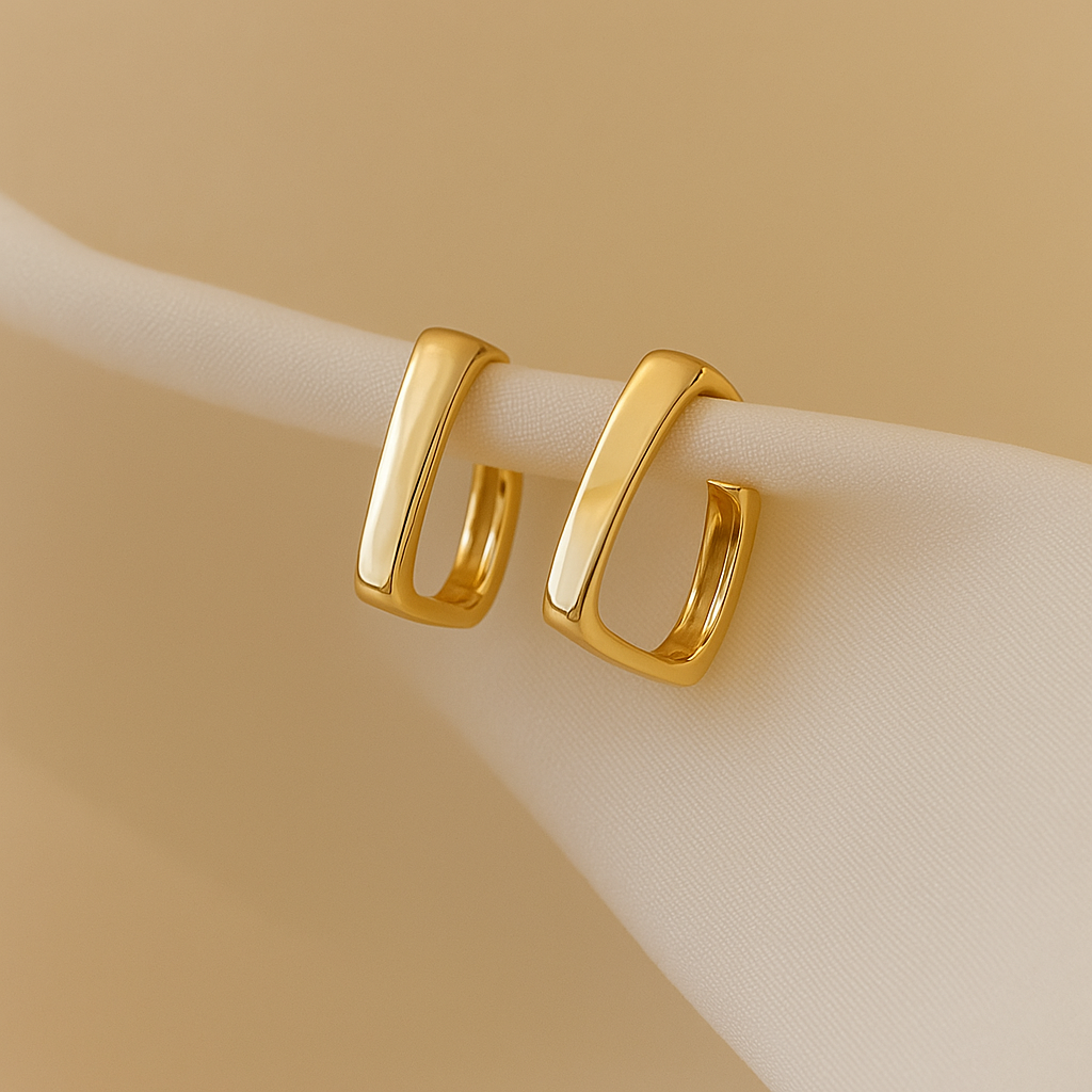 Elegante Geometrische Stud Oorbellen - 14K Verguld, Minimalistisch Ontwerp