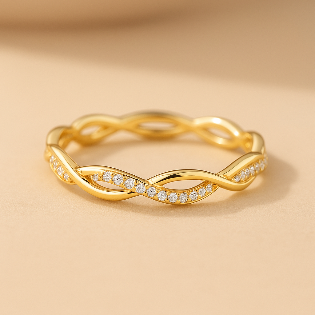 Elegante gedraaide bergkristallen ring voor vrouwen stijl