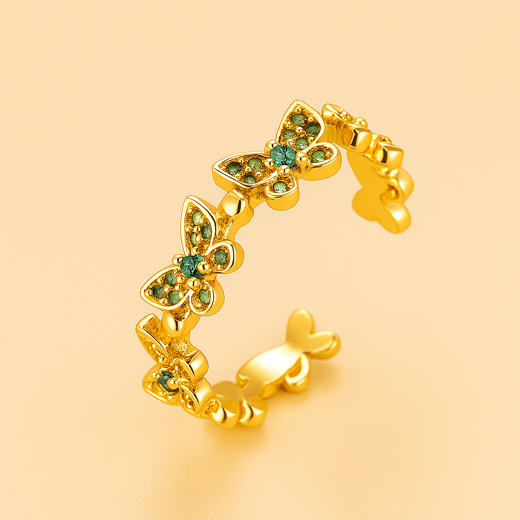 Elegante Koperen Vlinderring met Sprankelende Zirkonia