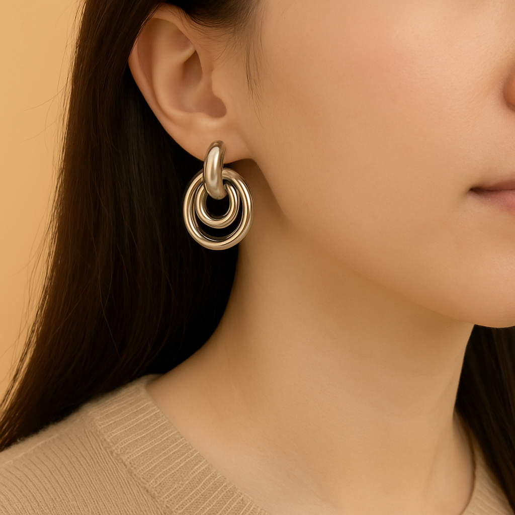 Vintage 18K Gouden Geometrische Stud Oorbellen voor Vrouwen