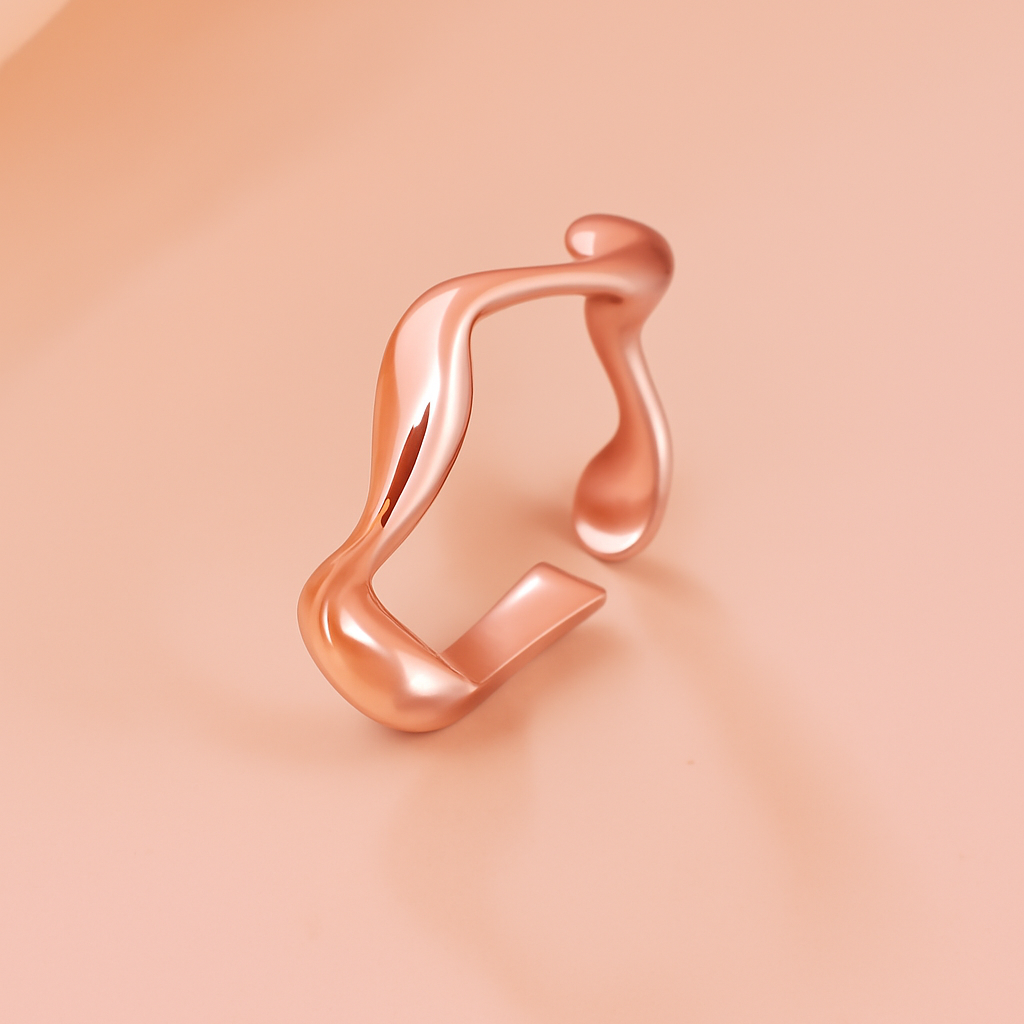 Delicate 18K vergulde Wave open ring - verstelbare pasvorm
