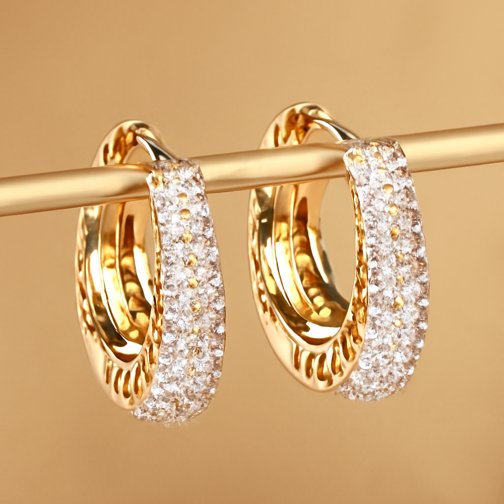 Elegante Pave Zirkonia Creolen voor Vrouwen