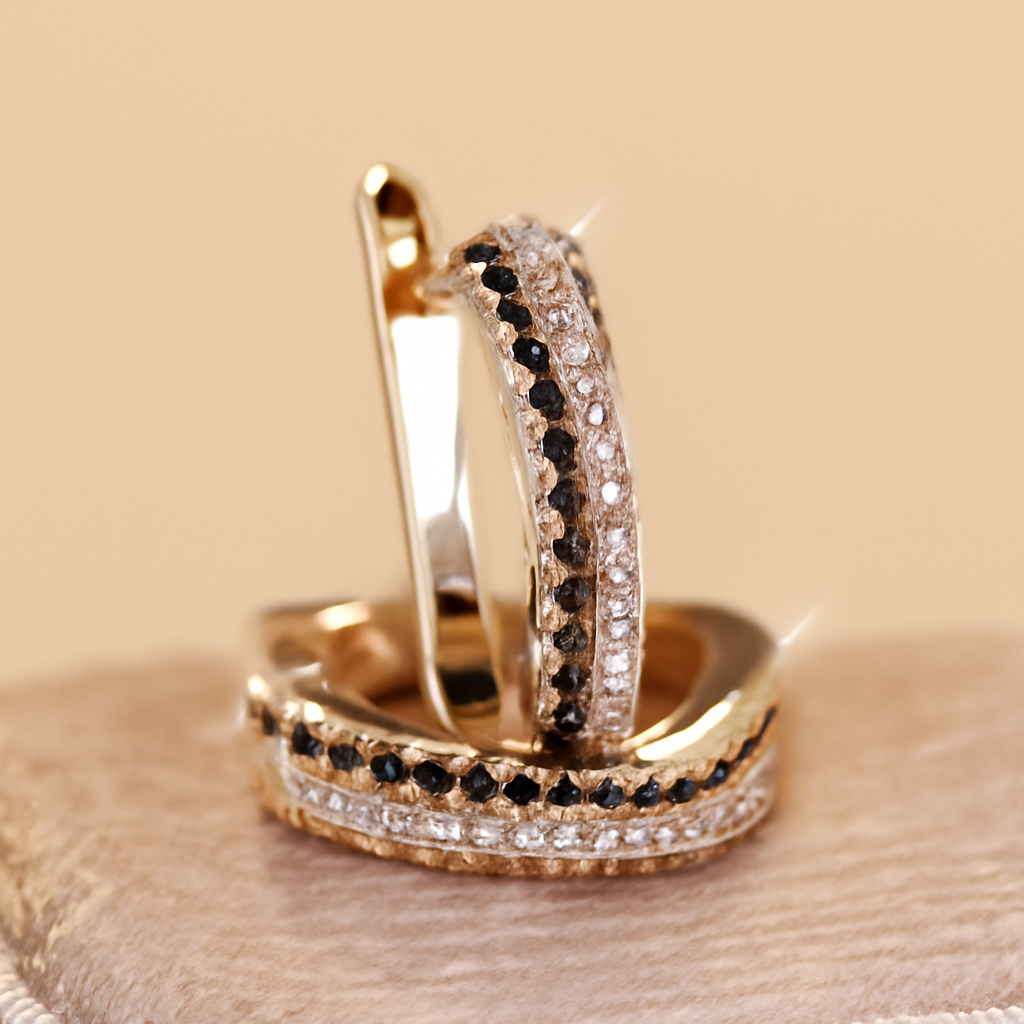 Elegante Zwart-Witte Kruisvormige Oorhangers