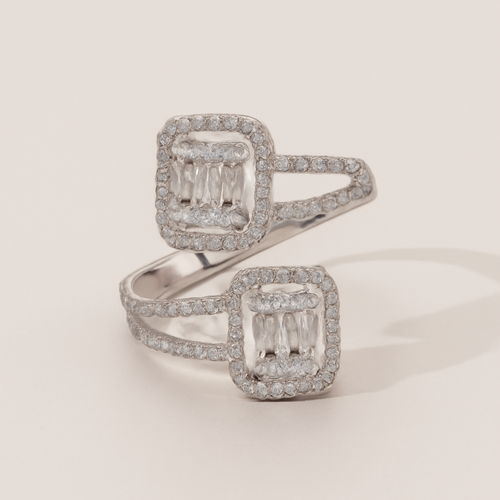 Gouden Koperen Ring met Sprankelende Zirkonia