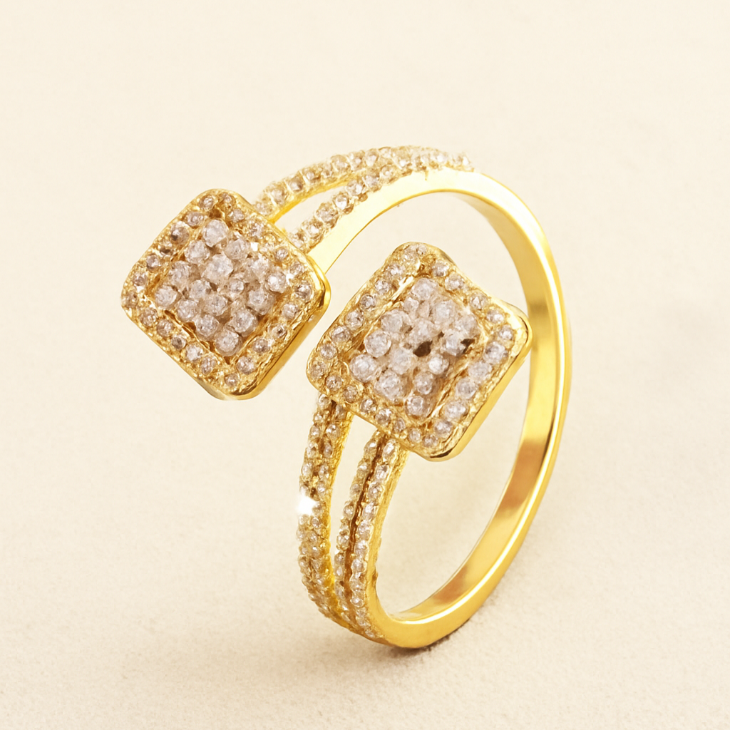 Gouden Koperen Ring met Sprankelende Zirkonia