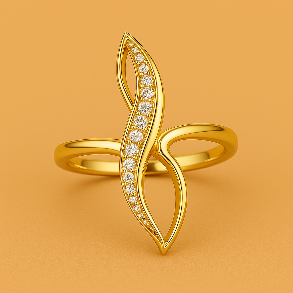 Chique ring met goudtint en sprankelend zirkonia-accent