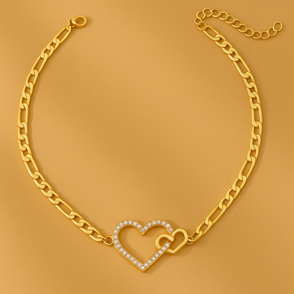 Trendy Dubbele Hart Ketting | Verguld voor Vrouwen