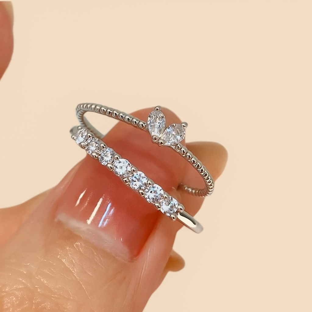 Romantische hartvormige ringen set - 2 stuks verstelbaar