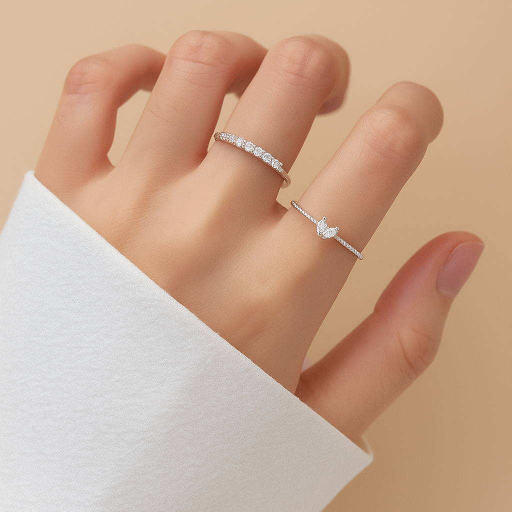 Romantische hartvormige ringen set - 2 stuks verstelbaar