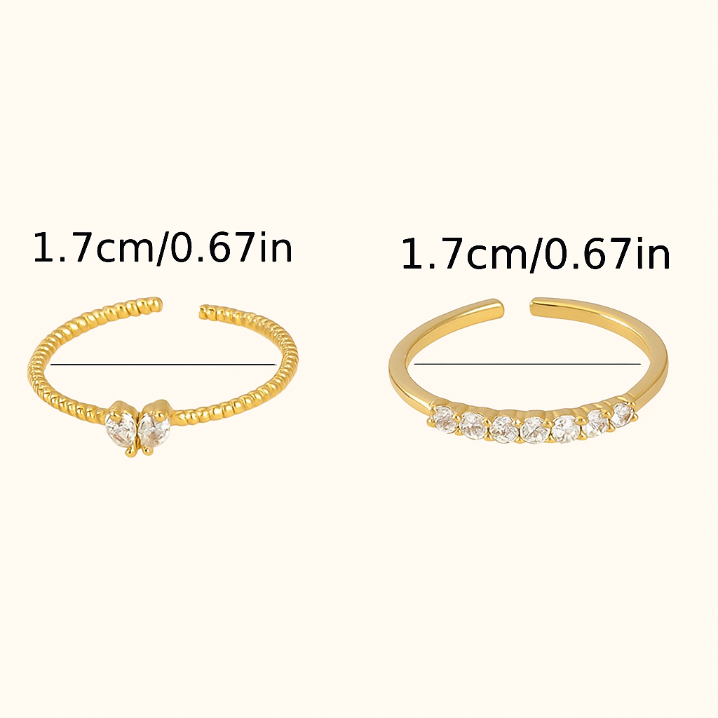 Romantische hartvormige ringen set - 2 stuks verstelbaar