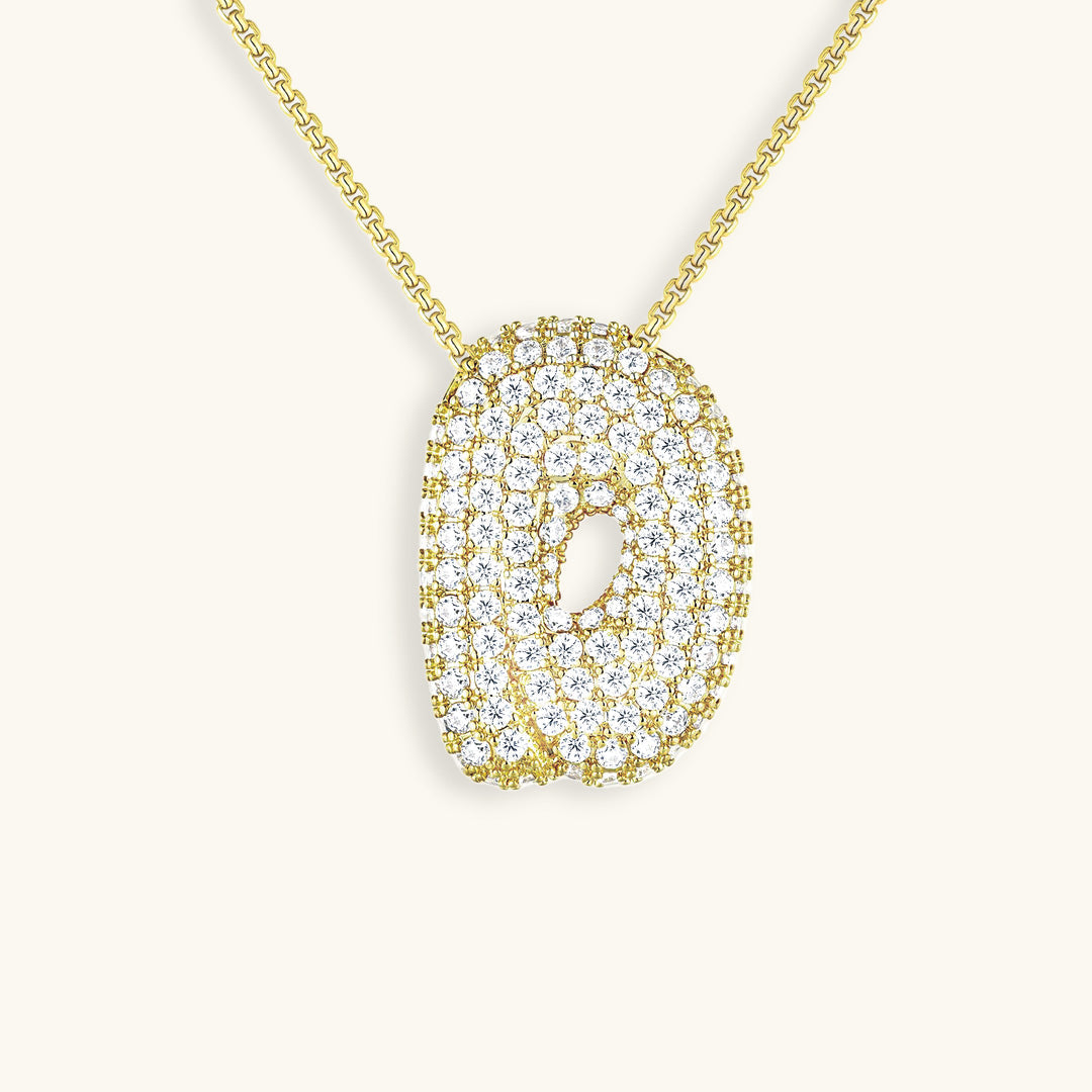 Bubbel initiaal diamanten ketting
