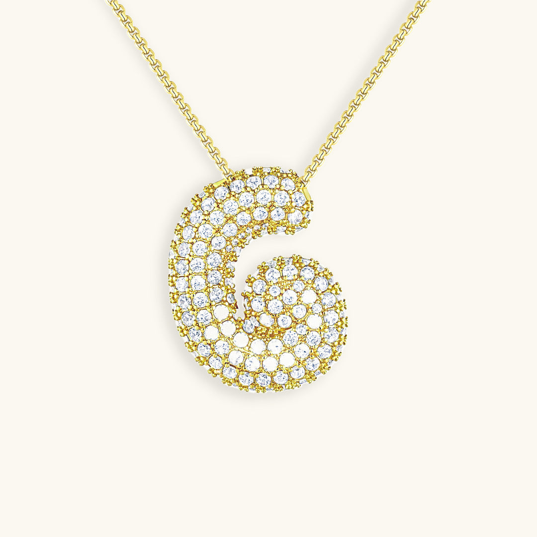 Bubbel initiaal diamanten ketting
