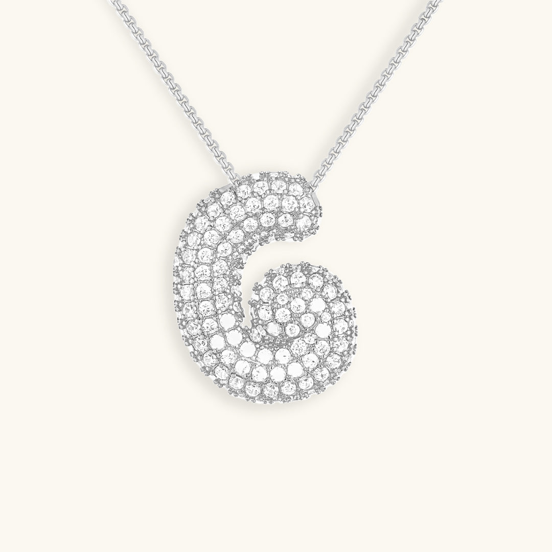Bubbel initiaal diamanten ketting