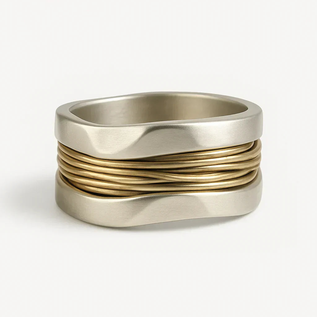 Zilveren ring met gouden draden