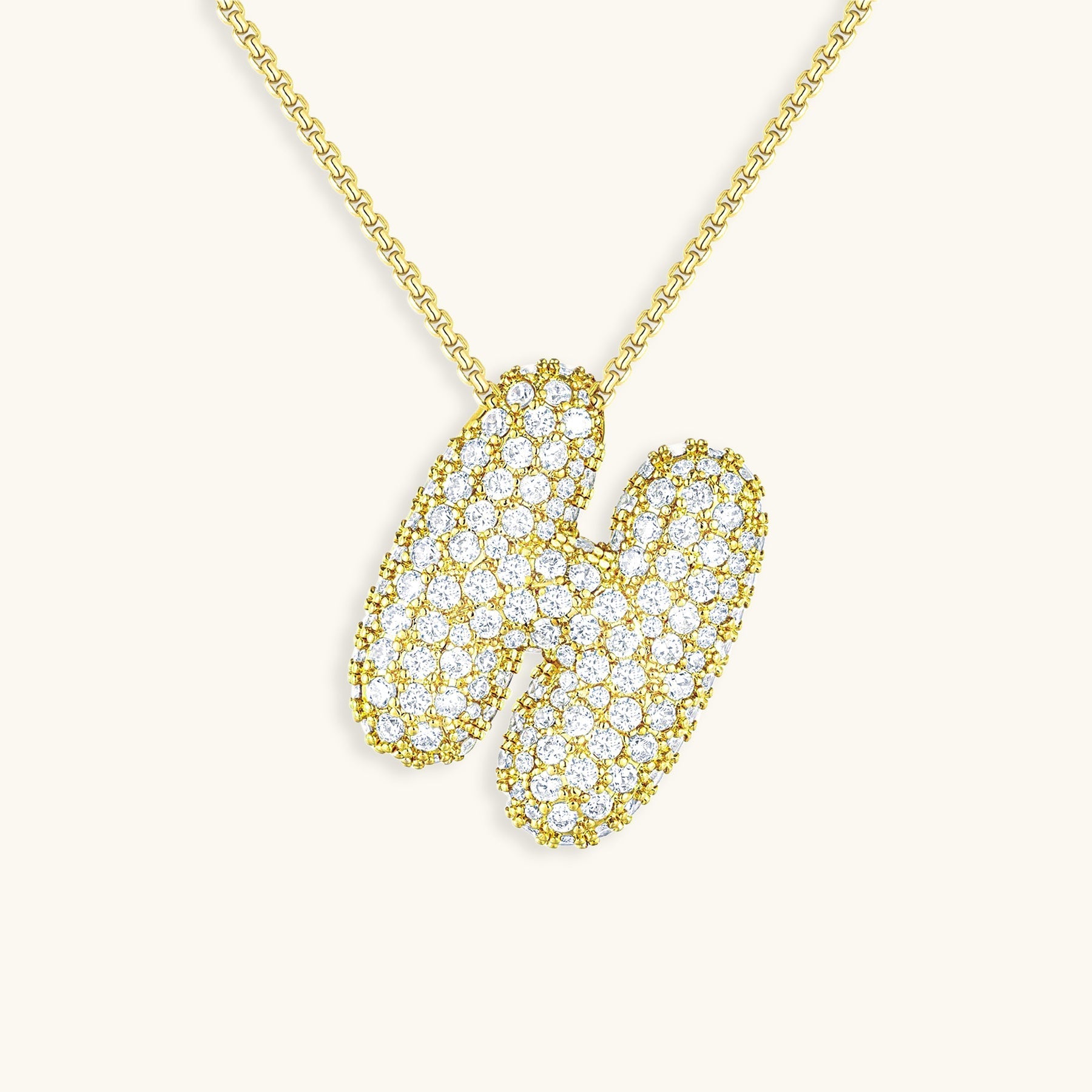 Bubbel initiaal diamanten ketting