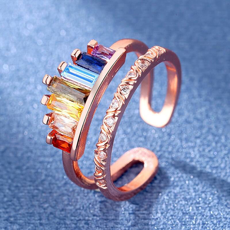 Regenboog Kroon-Hart Ring (Open) – Vintage Design met LGBT-Pride