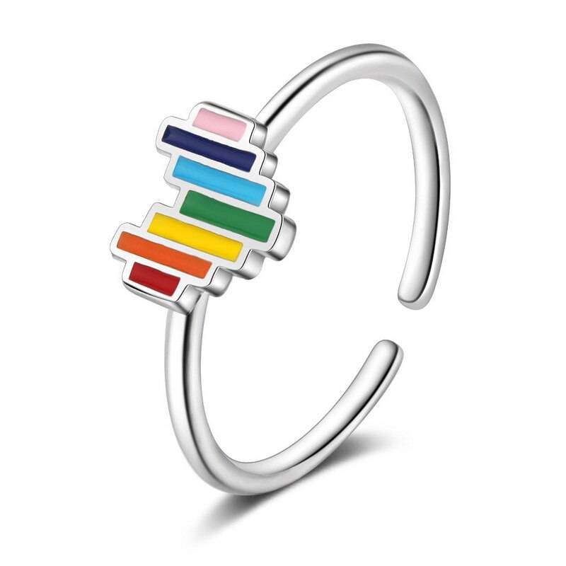 Regenboog Kroon-Hart Ring (Open) – Vintage Design met LGBT-Pride