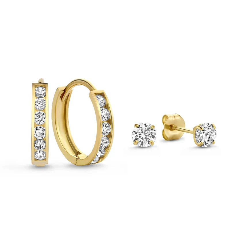 Dara Brillane Stenen Oorbellen Set | 14k Goud