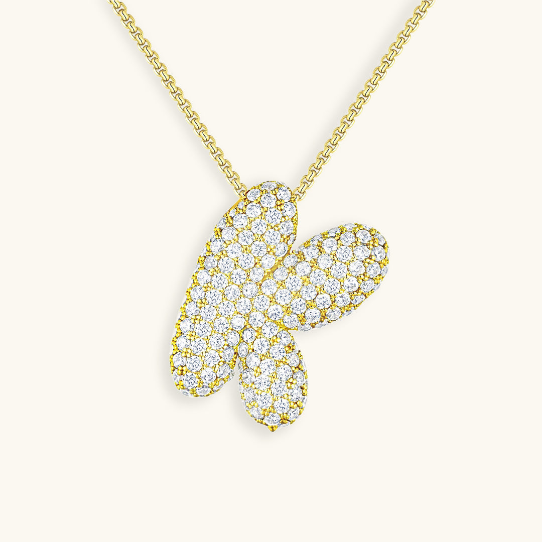 Bubbel initiaal diamanten ketting
