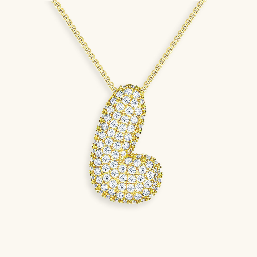 Bubbel initiaal diamanten ketting