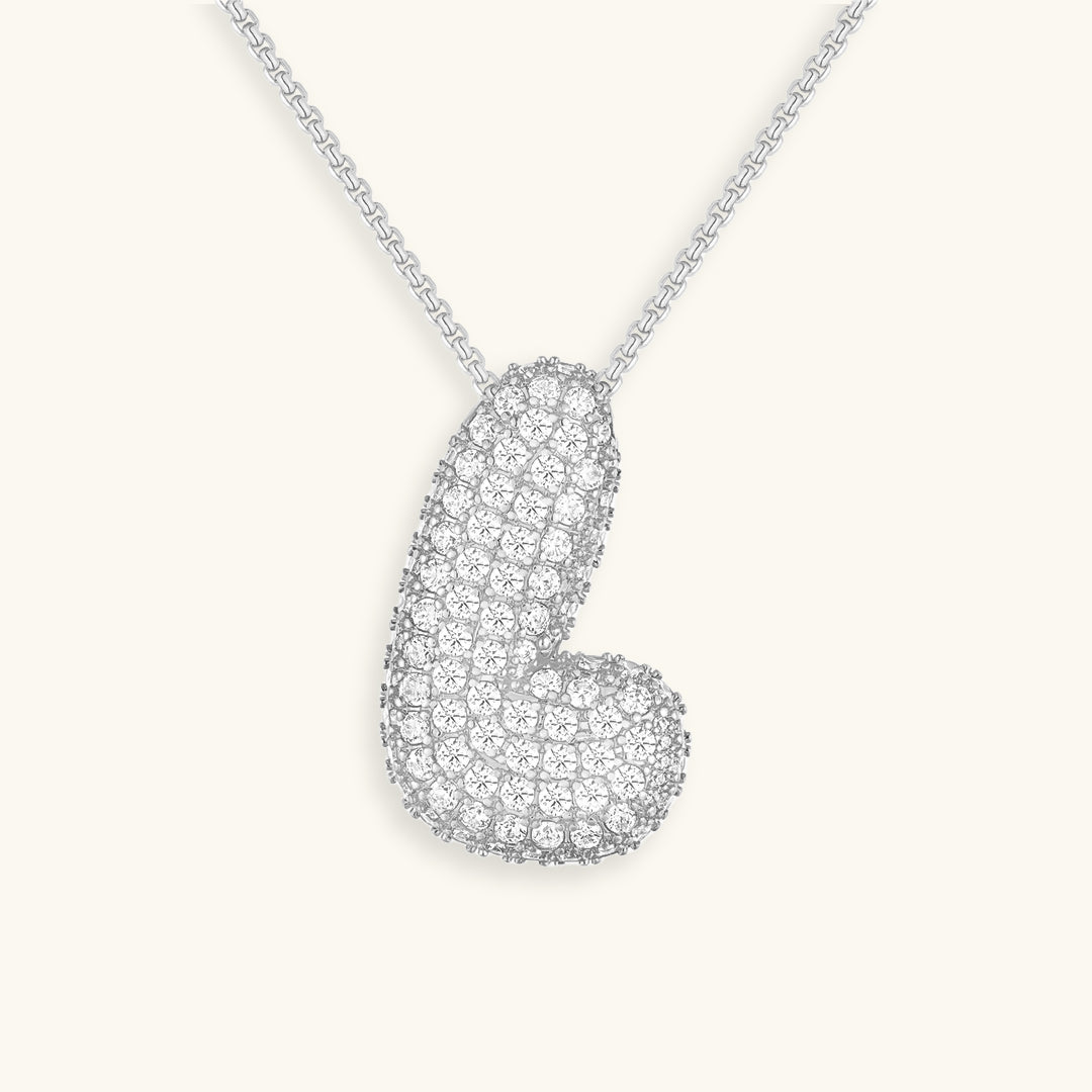 Bubbel initiaal diamanten ketting