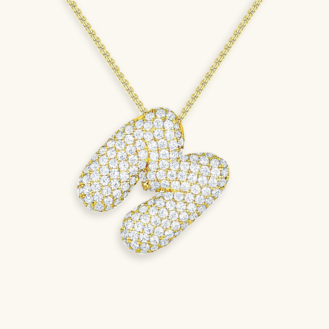 Bubbel initiaal diamanten ketting
