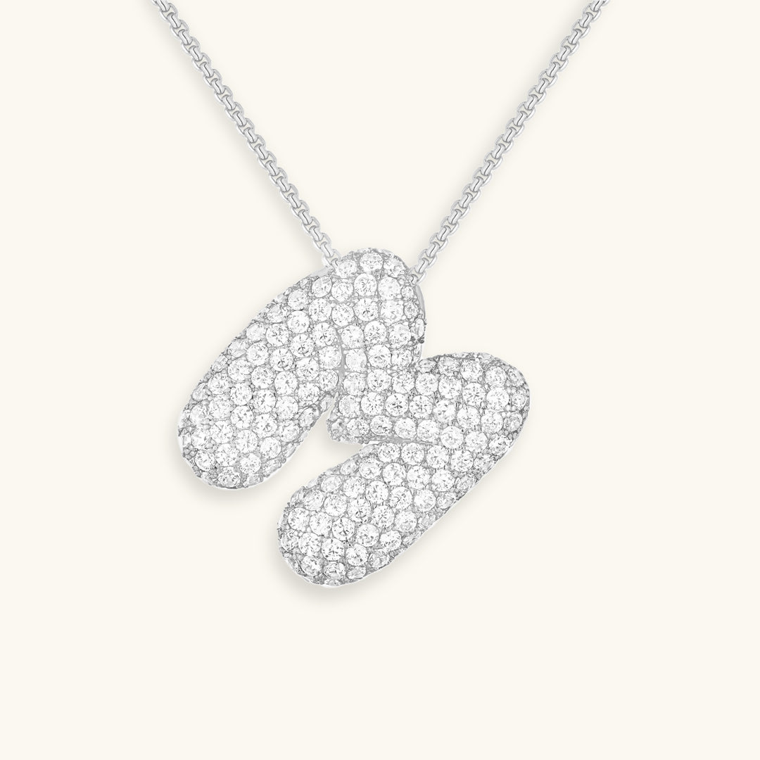Bubbel initiaal diamanten ketting