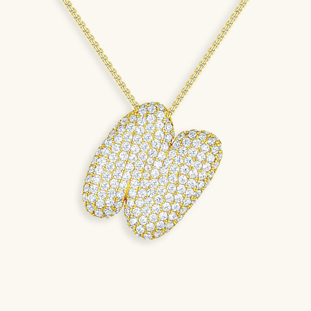 Bubbel initiaal diamanten ketting