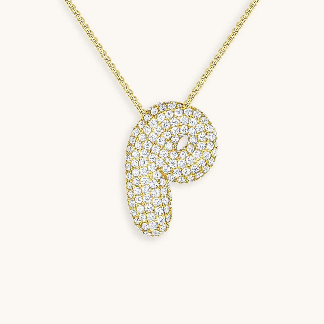 Bubbel initiaal diamanten ketting