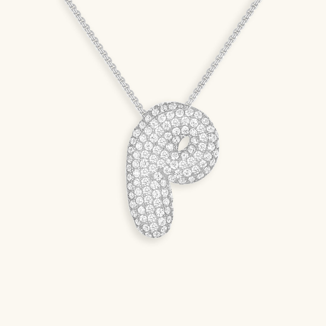 Bubbel initiaal diamanten ketting