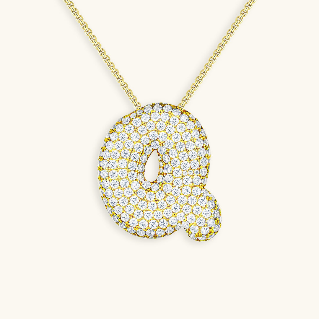 Bubbel initiaal diamanten ketting