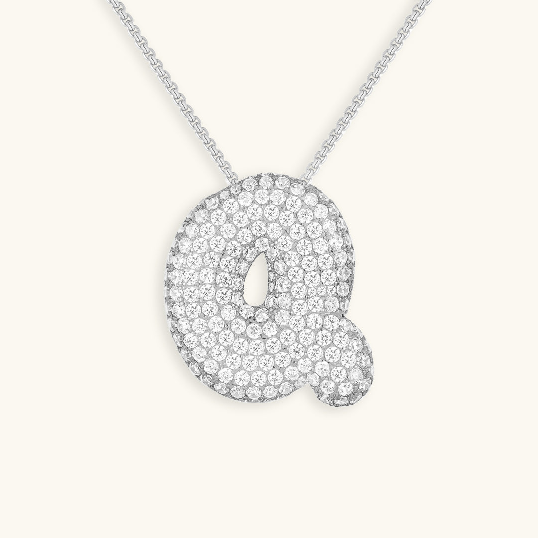 Bubbel initiaal diamanten ketting
