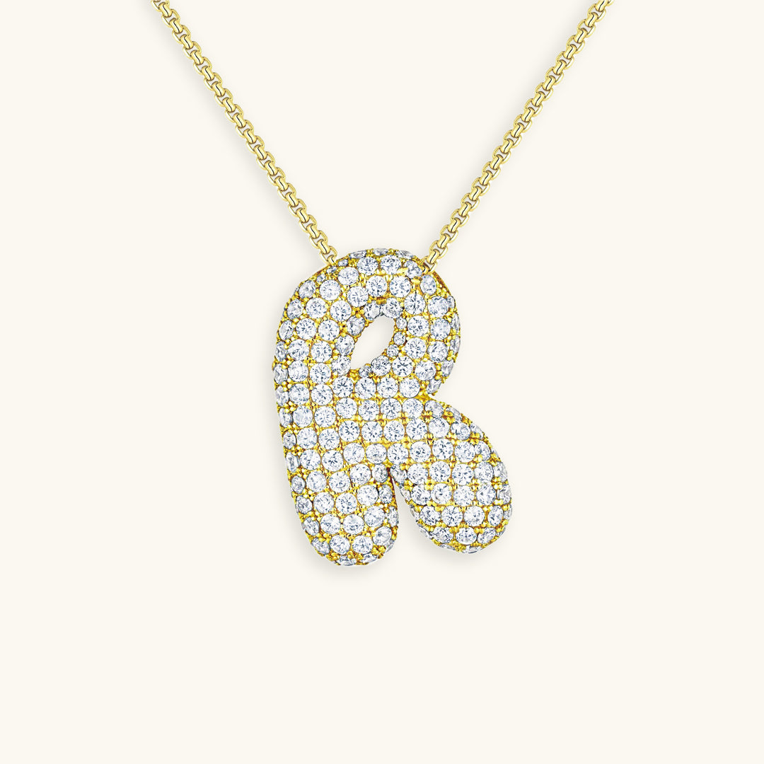 Bubbel initiaal diamanten ketting