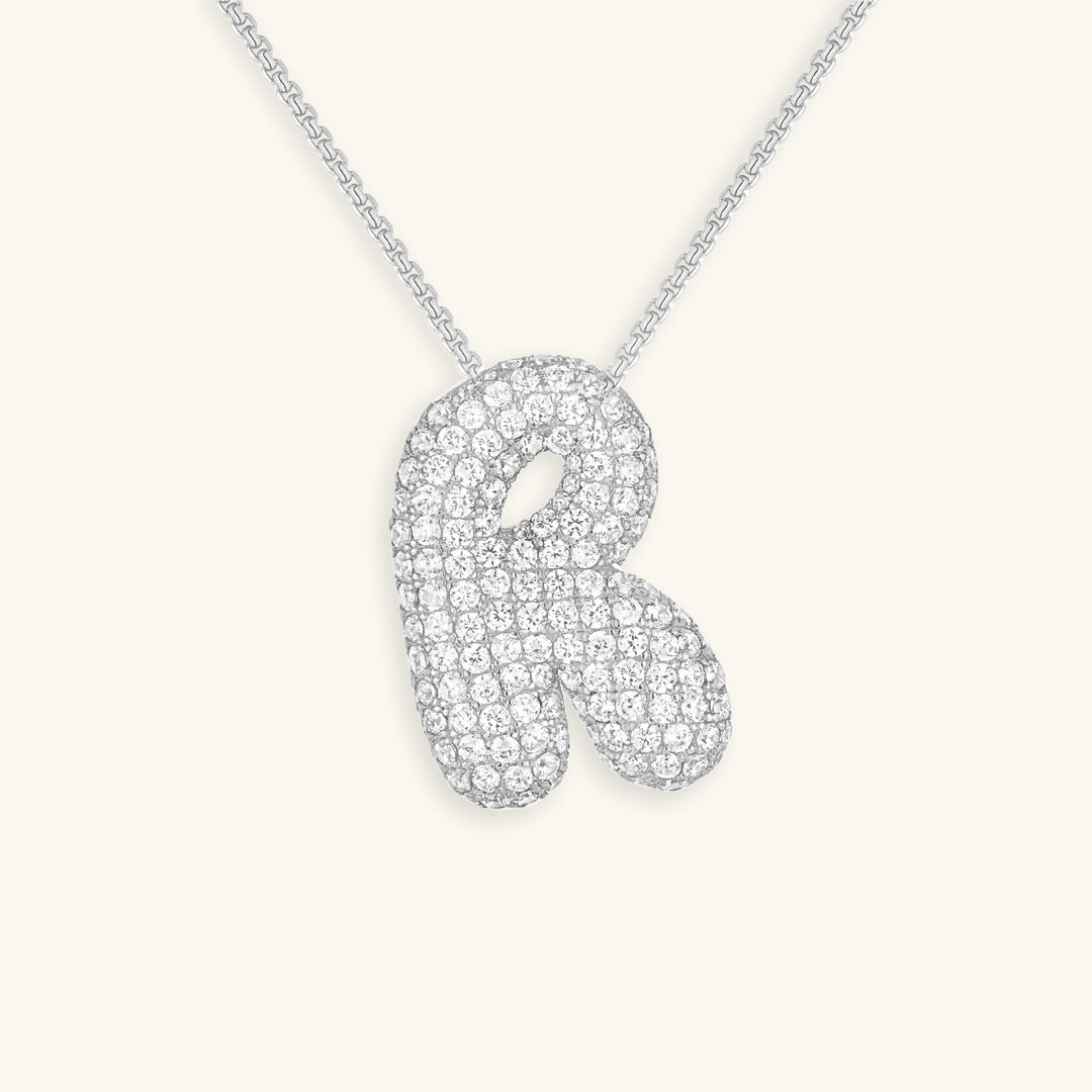 Bubbel initiaal diamanten ketting