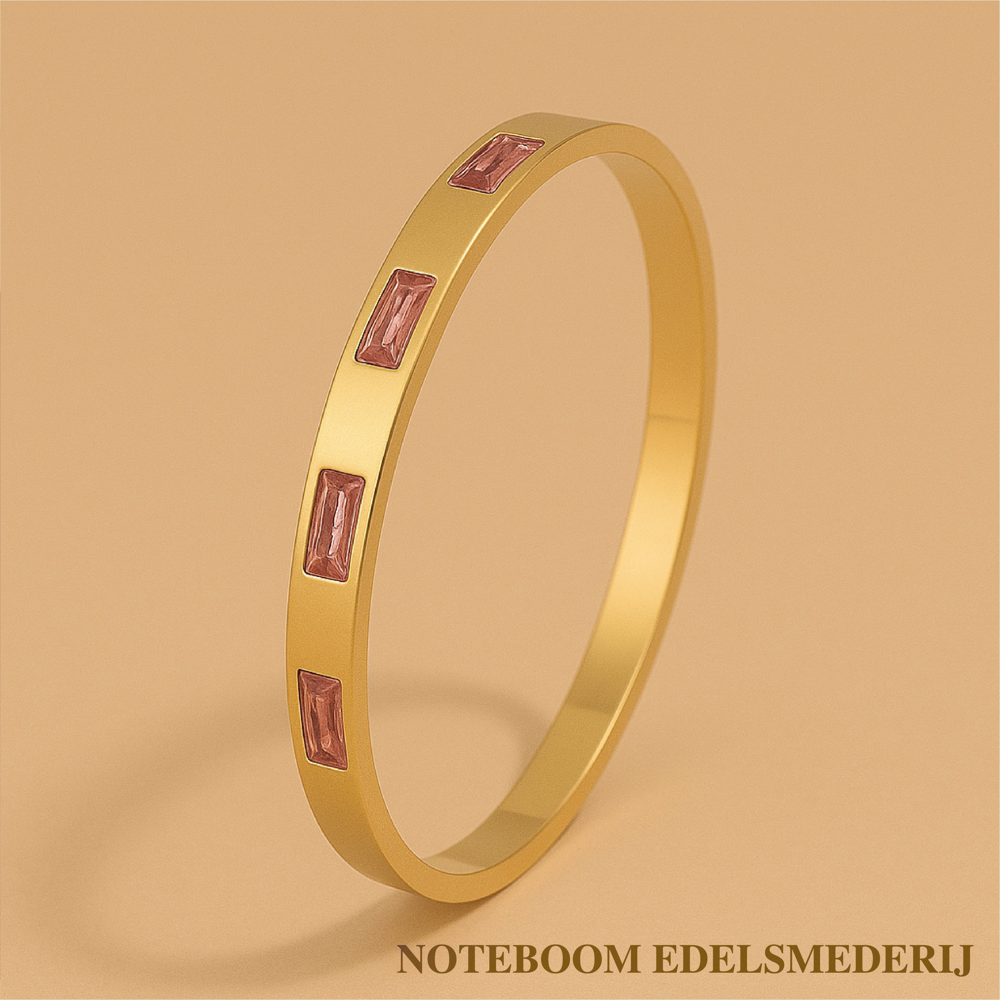 Renata Scarlatti | Elegante Roze 16k Gouden Armband