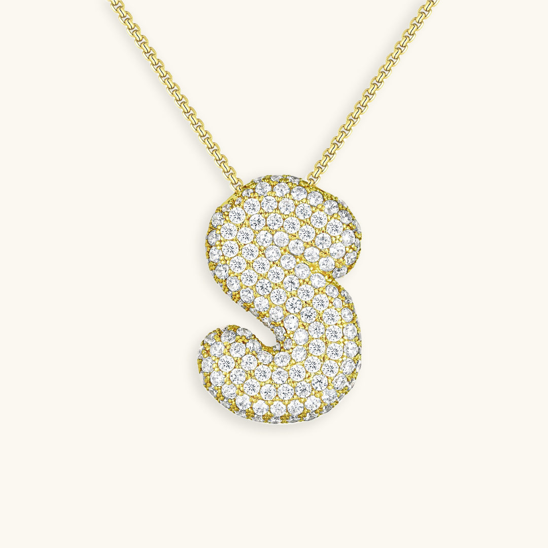 Bubbel initiaal diamanten ketting
