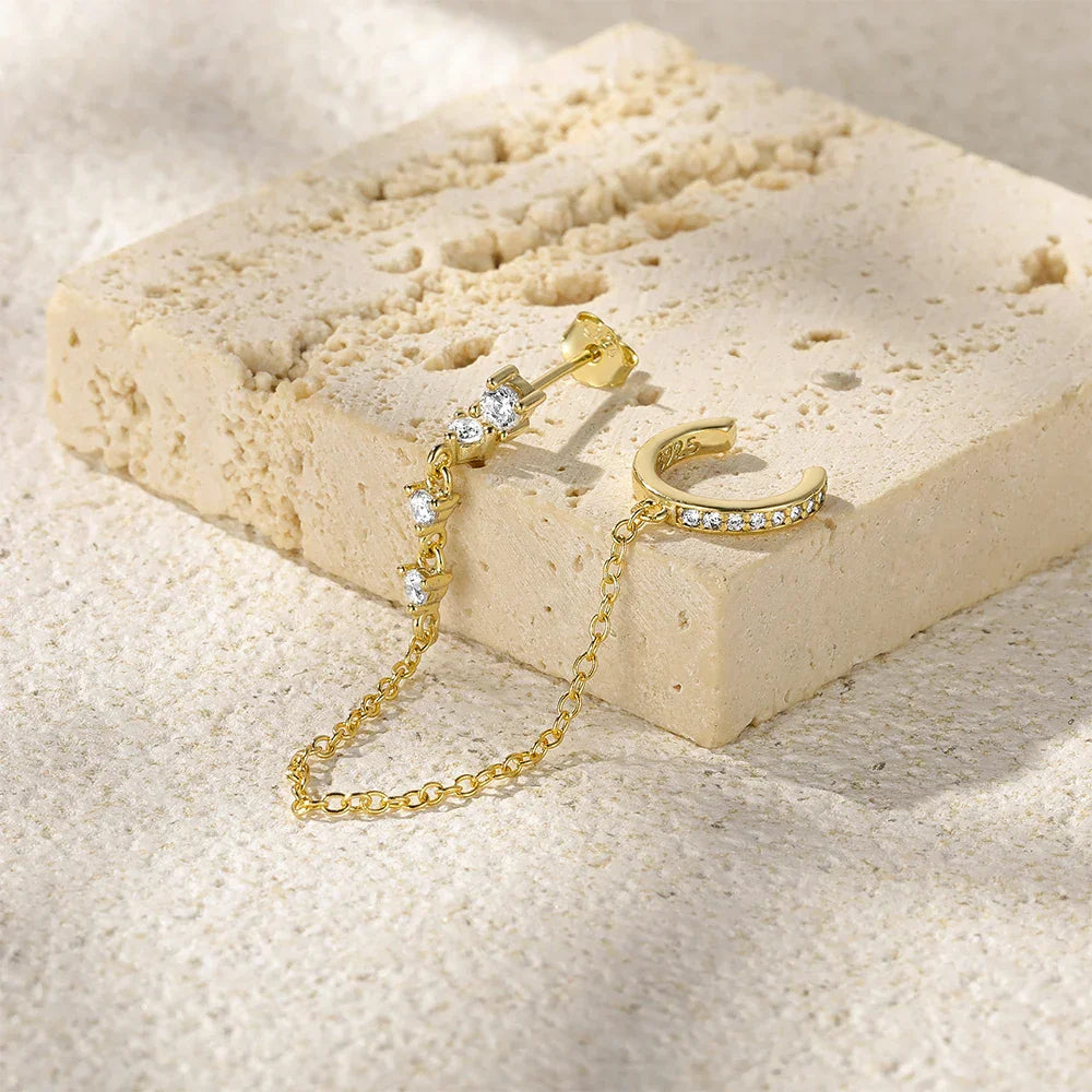 Audra ketting manchet oorbel