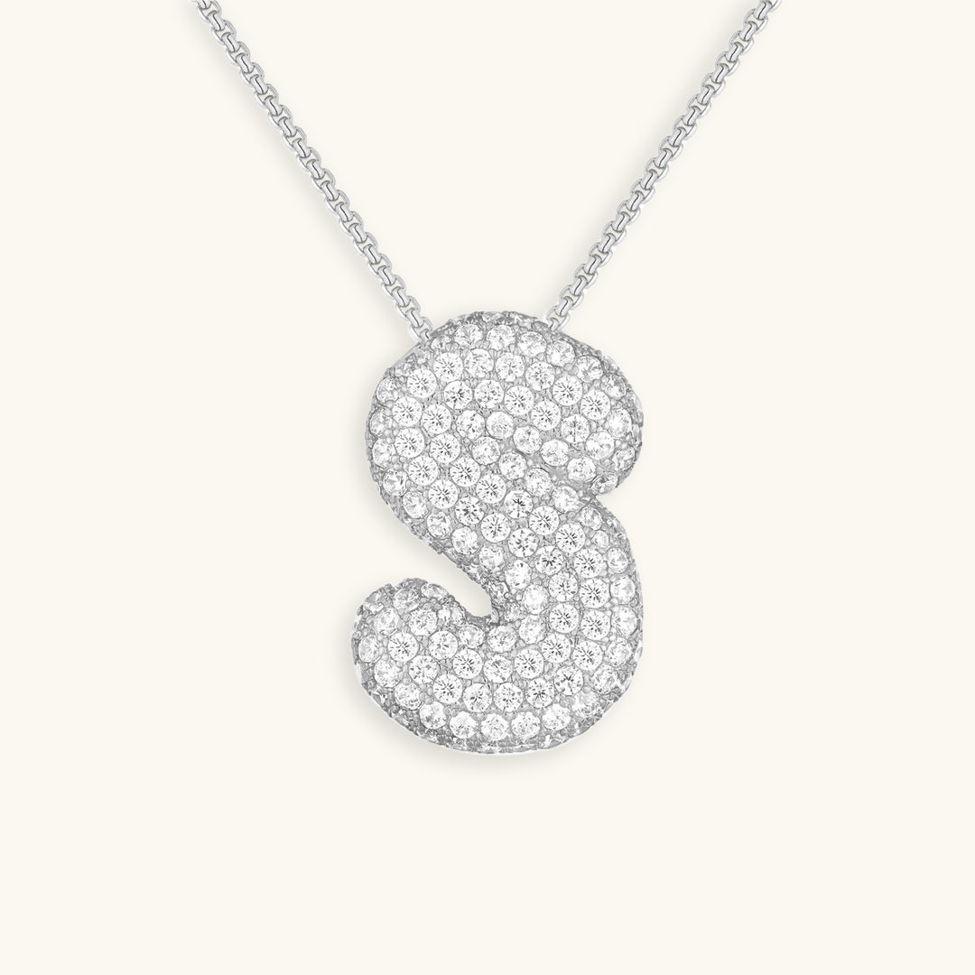 Bubbel initiaal diamanten ketting