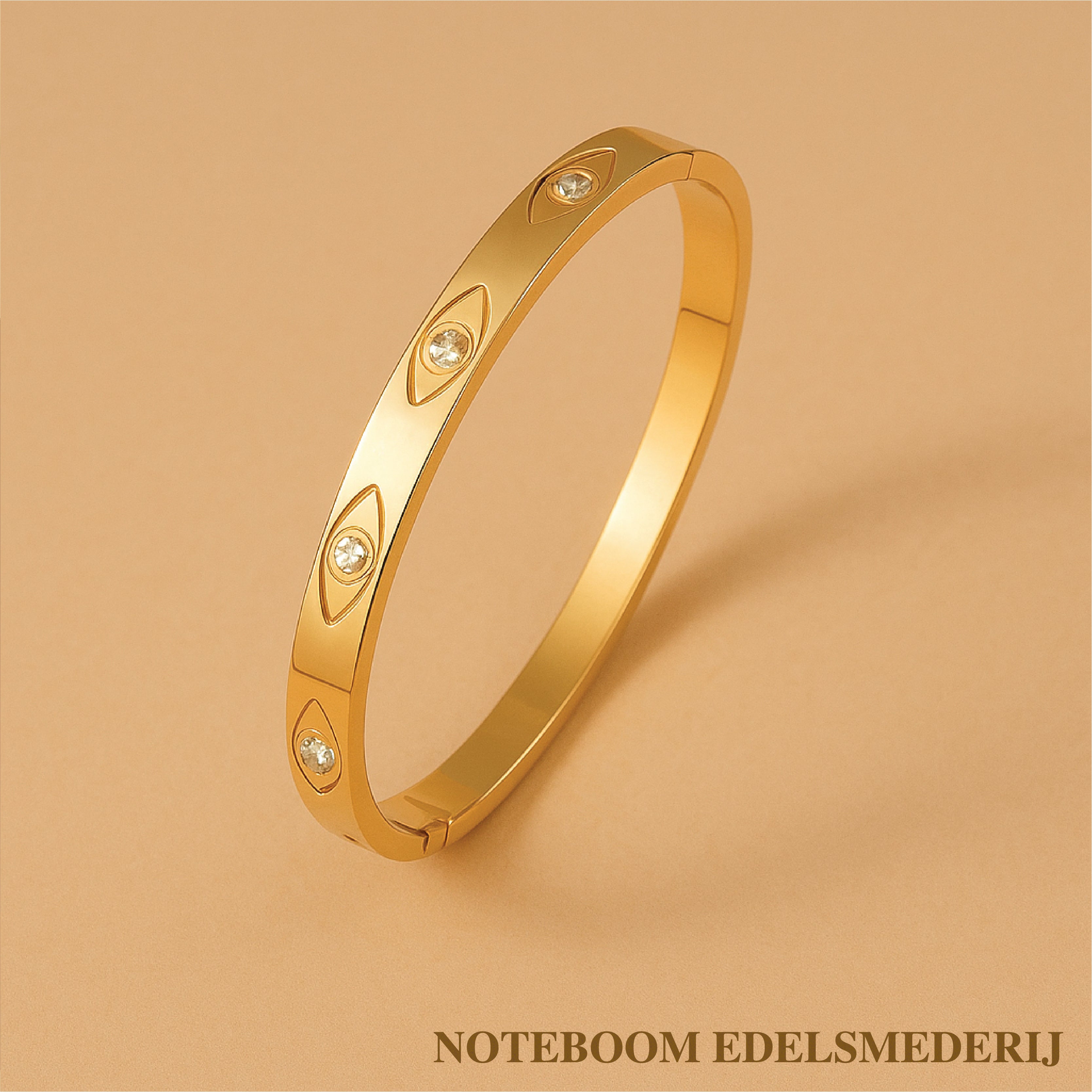 Tiziana Lazzari | Elegante Witte 16k Gouden Armband