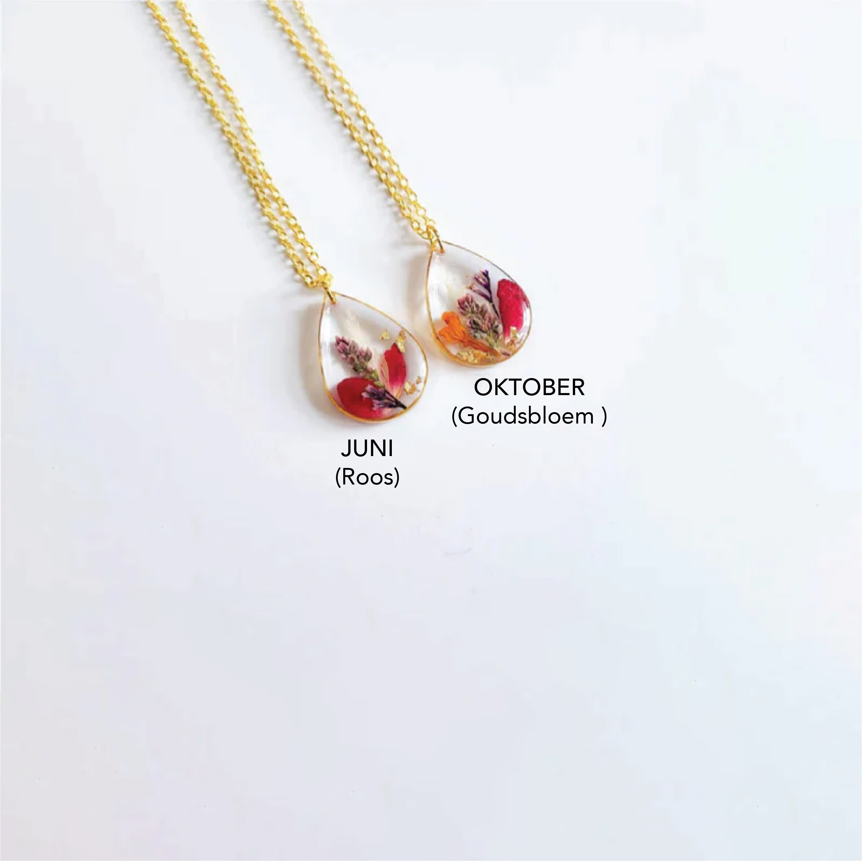 Geboortebloem ketting – gedroogde bloemen harssieraad