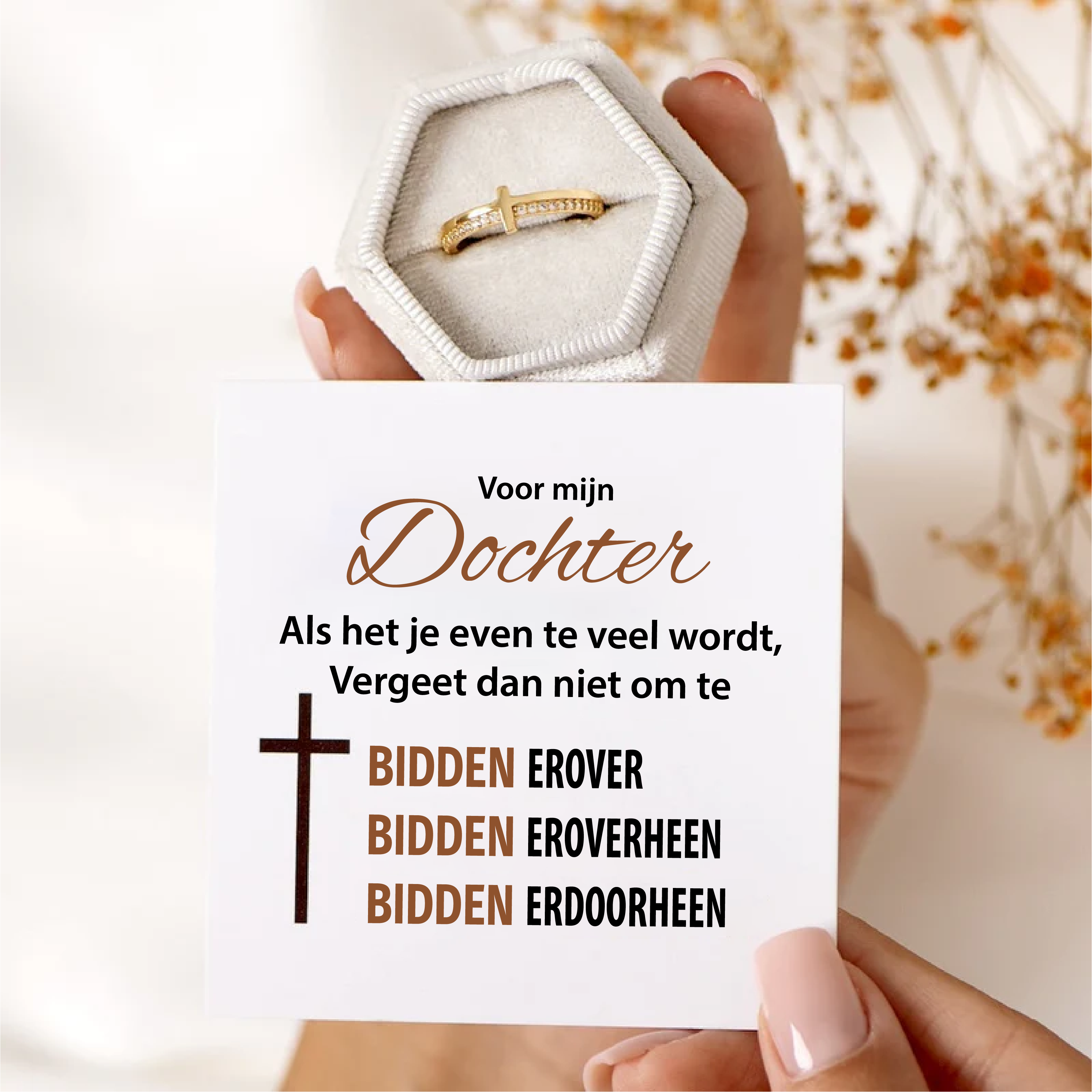Voor Mijn Dochter – “Bid Erover” Gouden Kruisring
