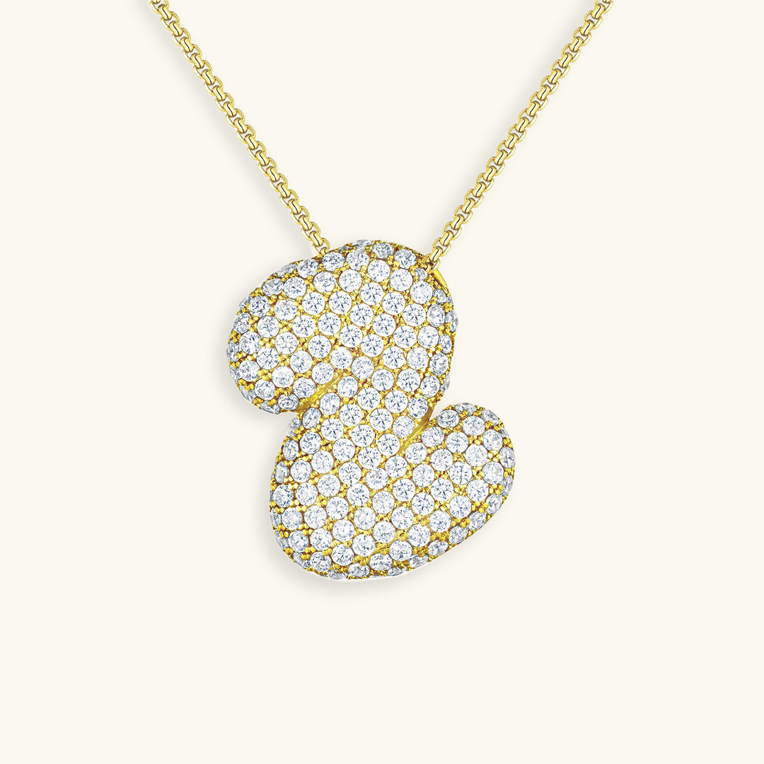 Bubbel initiaal diamanten ketting