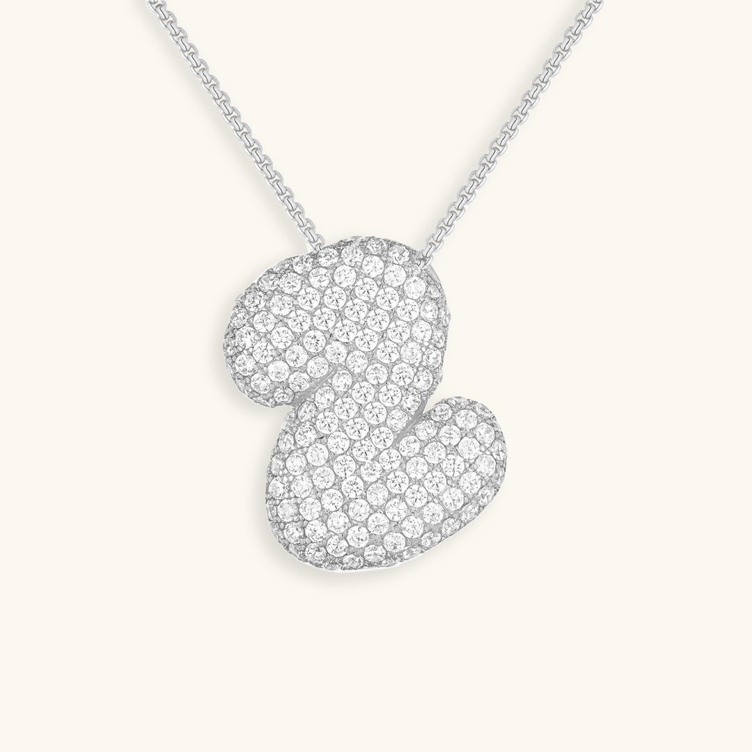 Bubbel initiaal diamanten ketting