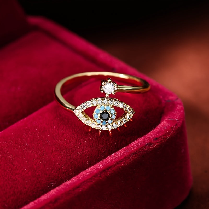 Hemels Oog Ring met Blauwe Edelsteenaccent voor Geluk & Stijl