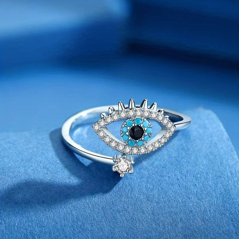 Hemels Oog Ring met Blauwe Edelsteenaccent voor Geluk & Stijl
