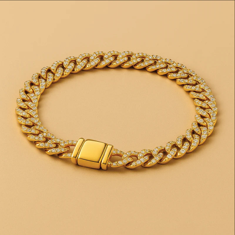 Cuban Schakelarmband | Moissaniet in 18k Goud