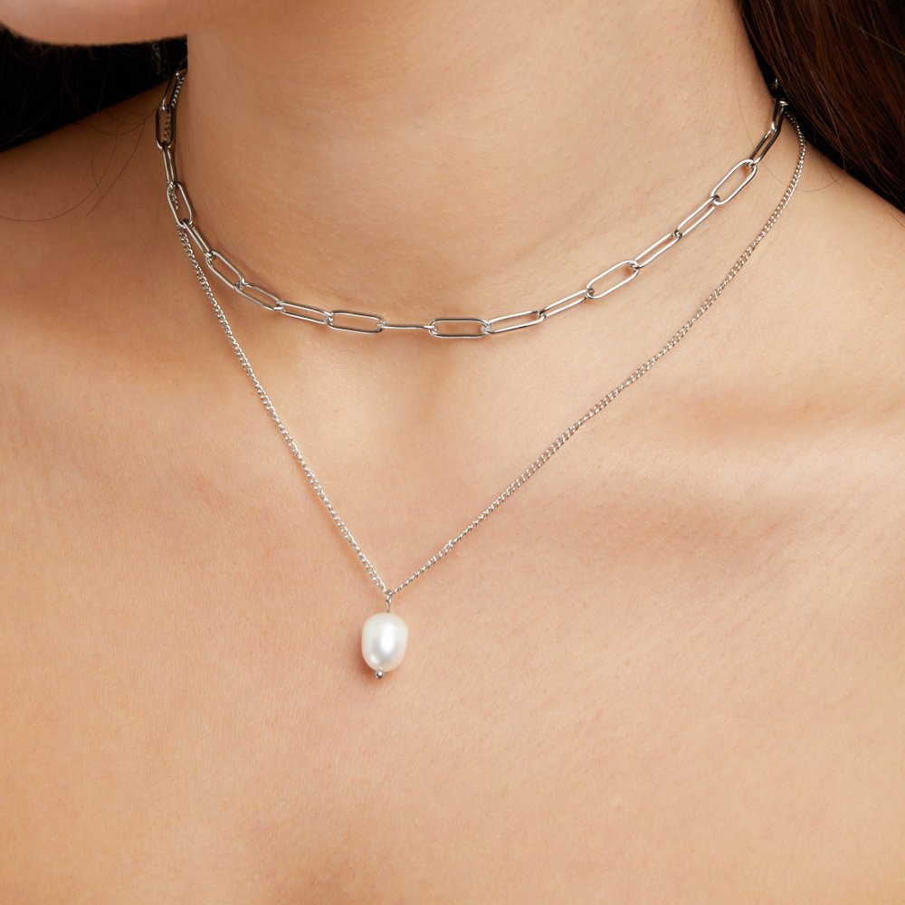 Angela – Zilveren Parelketting